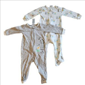 6/$20 Gerber Elephant Print Onesies Size 3-6 Months Lot Of 2